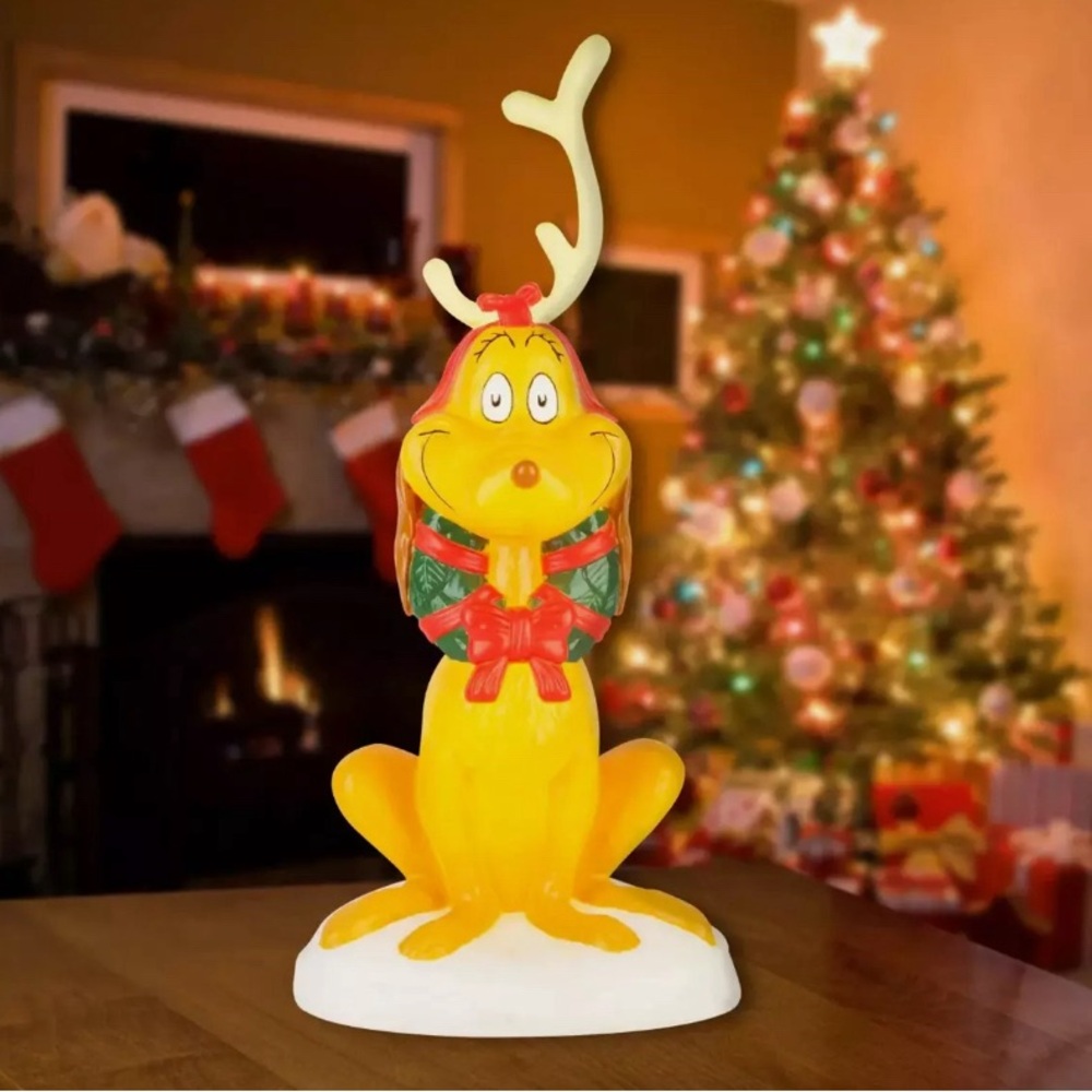 NEW. Christmas Lighted Blow Mold , Grinch Max With Antler Dr. Seuss, 24in